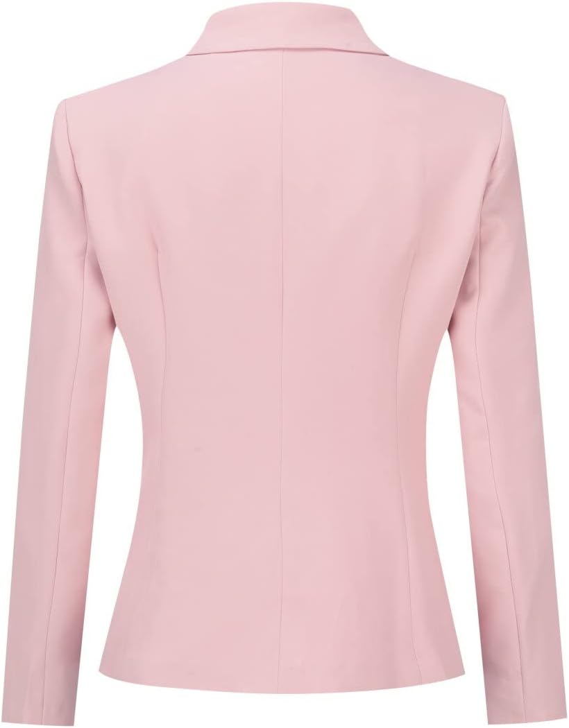 YUNCLOS Women's 2 Piece Office Work Suit Set One Button Blazer and Pants Light Pink
