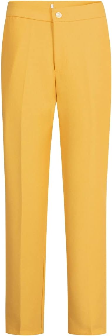 YUNCLOS Women's 2 Piece Double Breasted Suit Set Two Button Blazer and Pants, S Yellow
