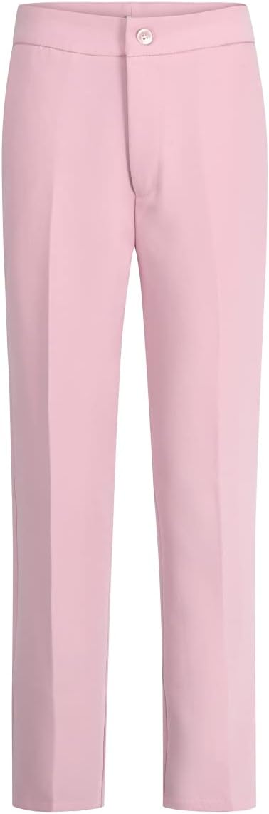 YUNCLOS Women's 2 Pieces Vintage Office Lady Suit Set 1 Button Blazer and Suit Pants Pink