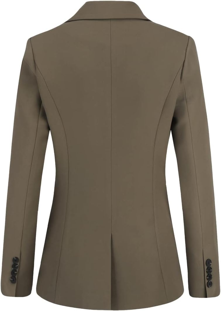 YUNCLOS Women's 2 Piece Office Work Suit Set One Button Blazer and Pants, Small Brown