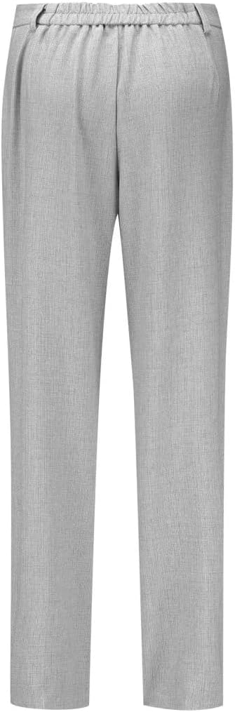 YUNCLOS Women's 2 Piece Business Office Suit Set One Button Short Sleeve Blazer Jacket and Suit Pants Gray