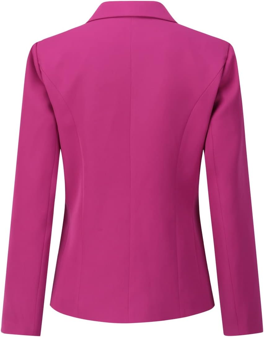 YUNCLOS Women's 2 Piece Office Lady Business Suit Set Slim Fit Blazer Pant, Rose Red