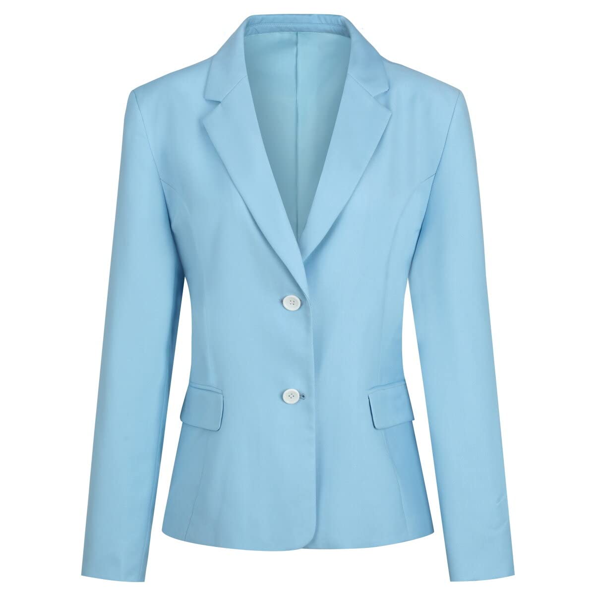 YUNCLOS Women's Casual Long Sleeve Button Slim Work Office Blazer Jacket Blue