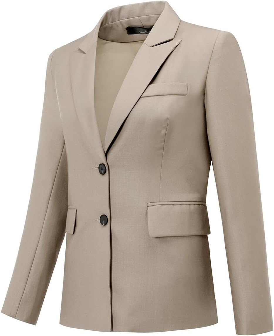 YUNCLOS Women's 2 Piece Office Work Suit Set Two Button Blazer and Pants Khaki