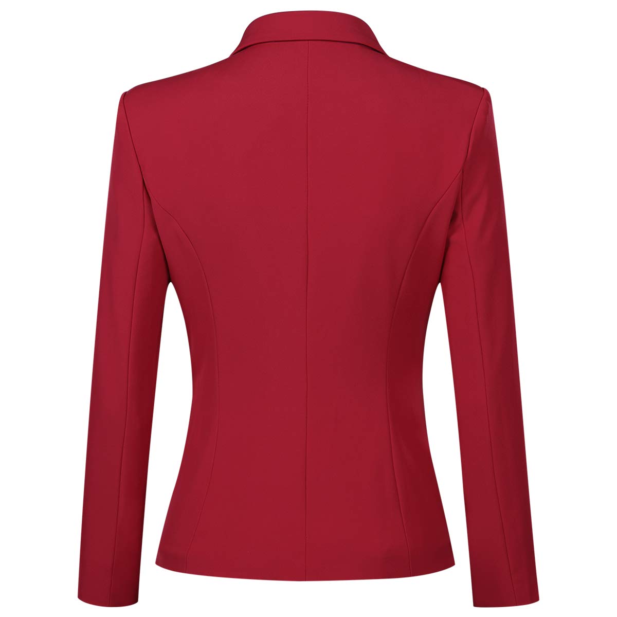 YUNCLOS Women's Single Breasted 2 Button Solid Color Casual Blazer Suit Jacket Red