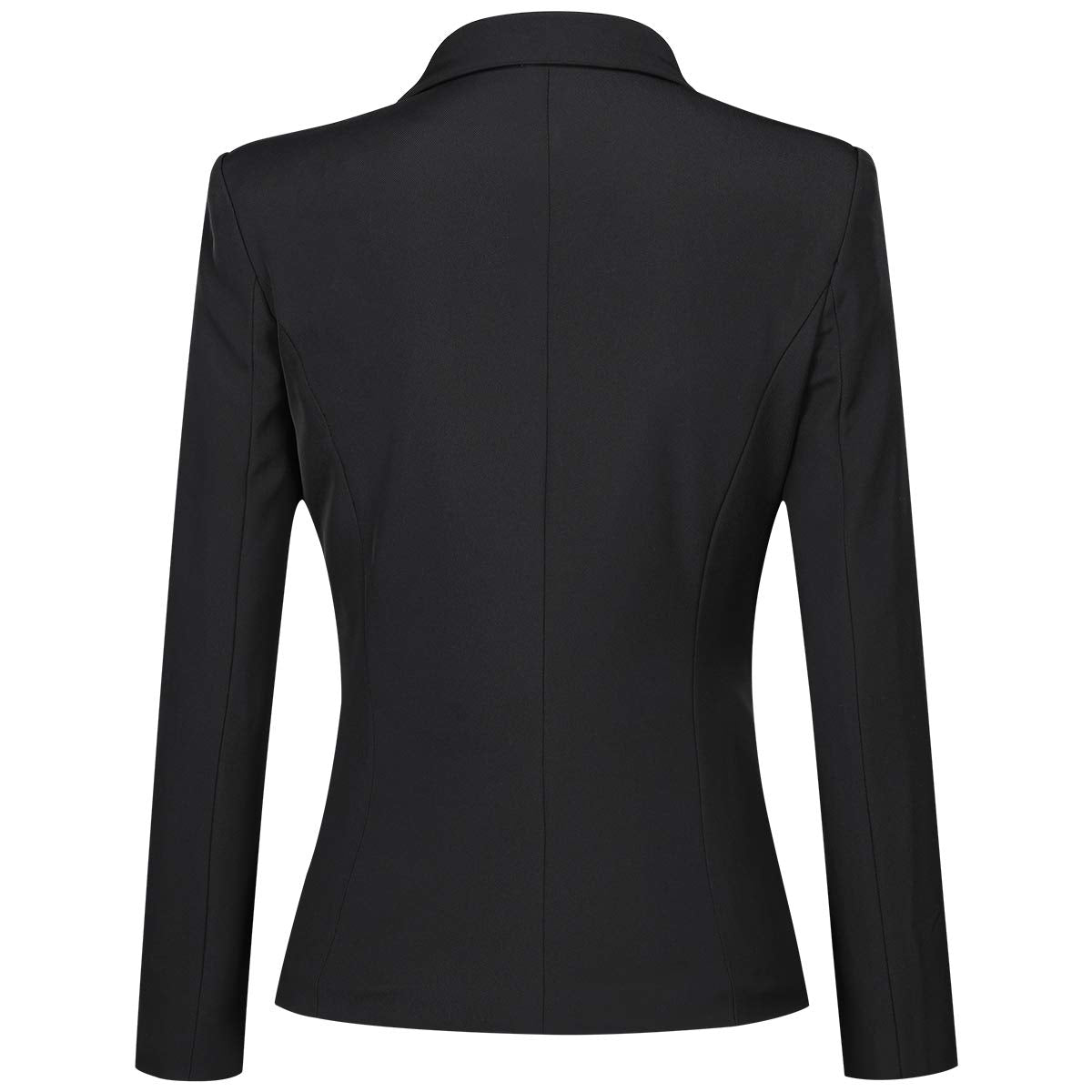 YUNCLOS Women's Single Breasted 2 Button Solid Color Casual Blazer Suit Jacket Coal Black