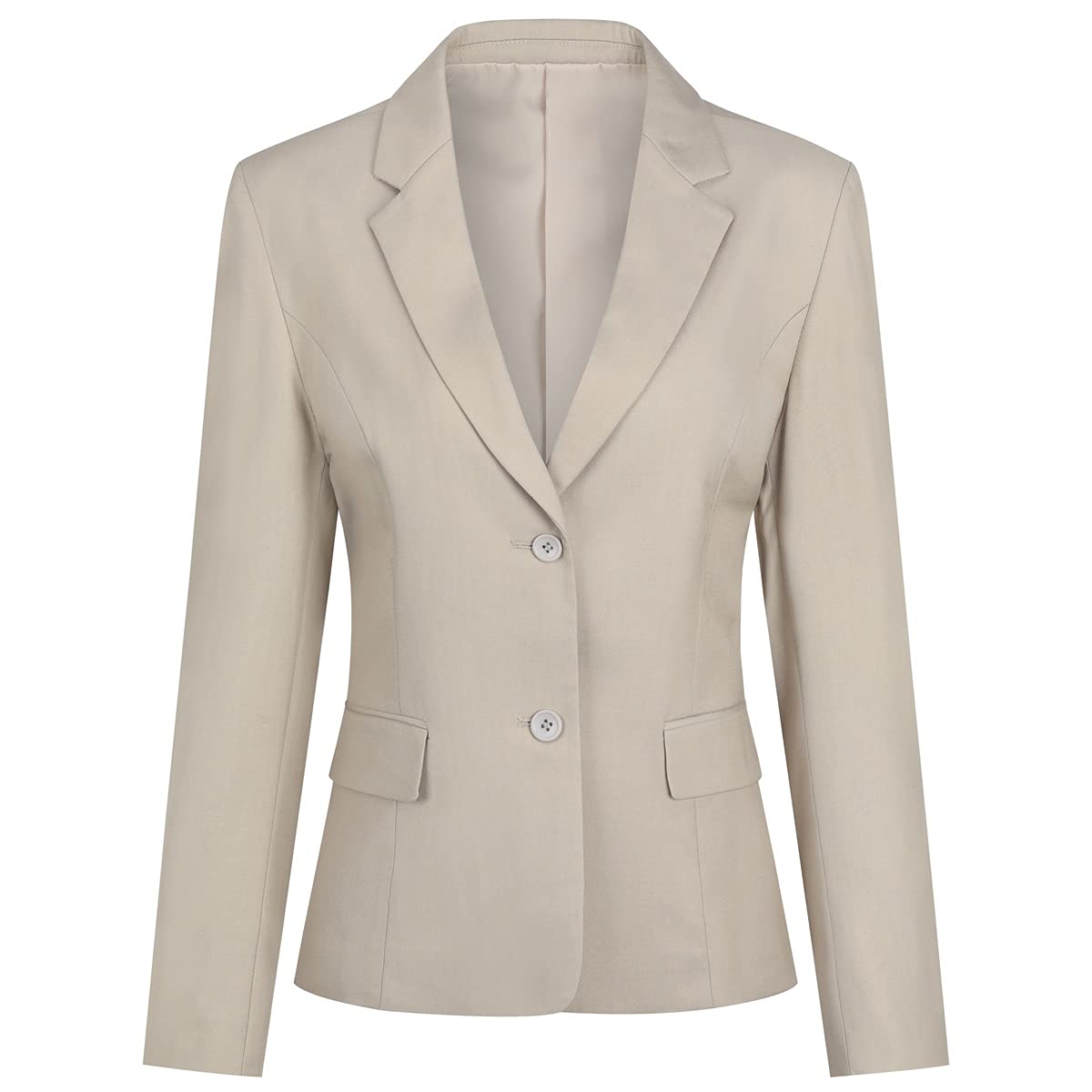 Women's Casual Long Sleeve Button Slim Work Office Blazer Jacket Beige Gray