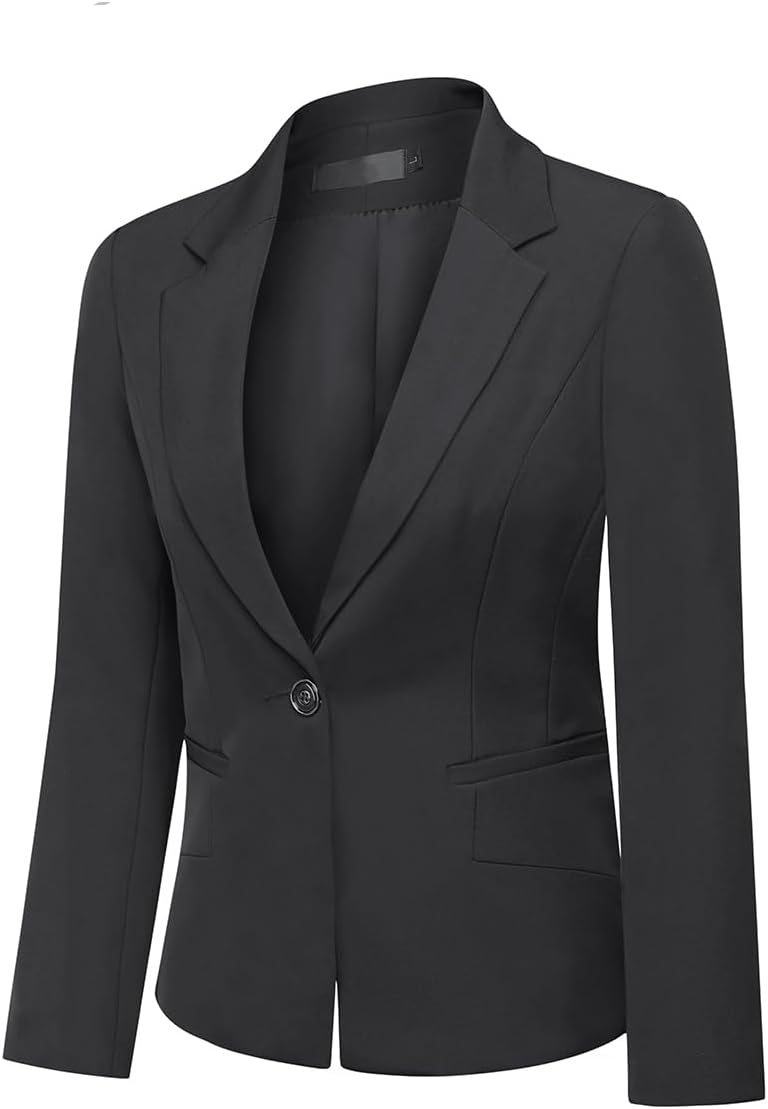 YUNCLOS Women's 2 Piece Office Lady Business Suit Set Slim Fit Blazer Pant Coal Black