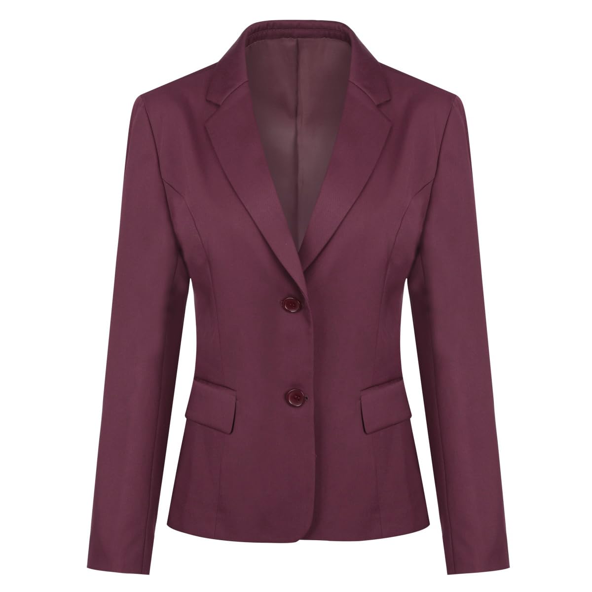 YUNCLOS Women's Casual Long Sleeve Button Slim Work Office Blazer Jacket Wine Red