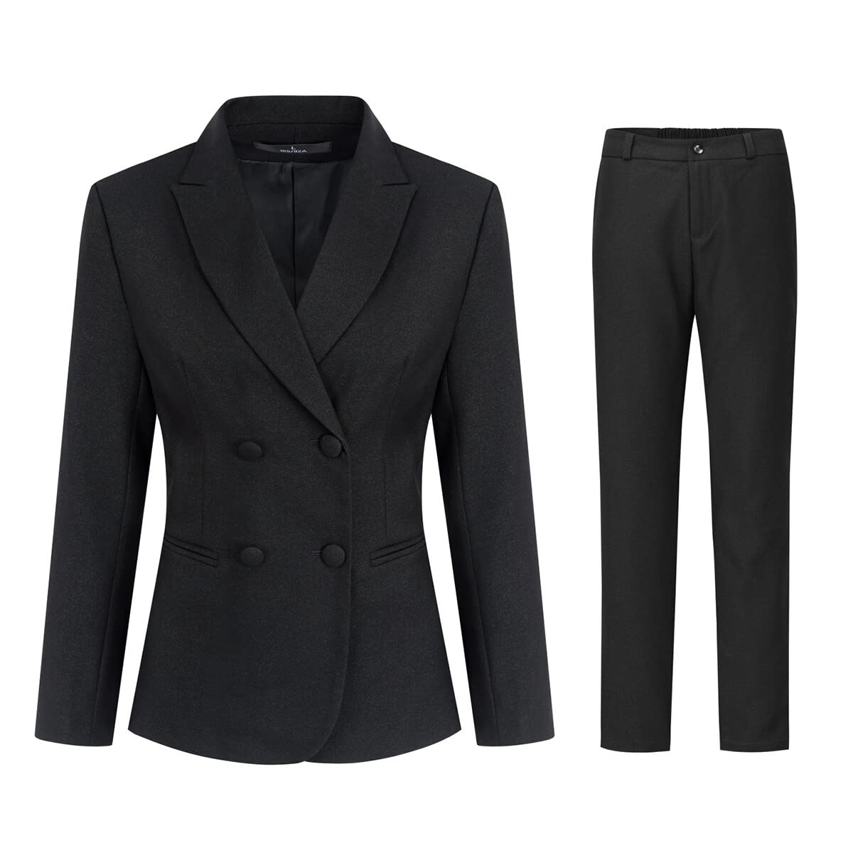 YUNCLOS Women's 2 Piece Double Breasted Suit Set Two Button Blazer and Pants Black
