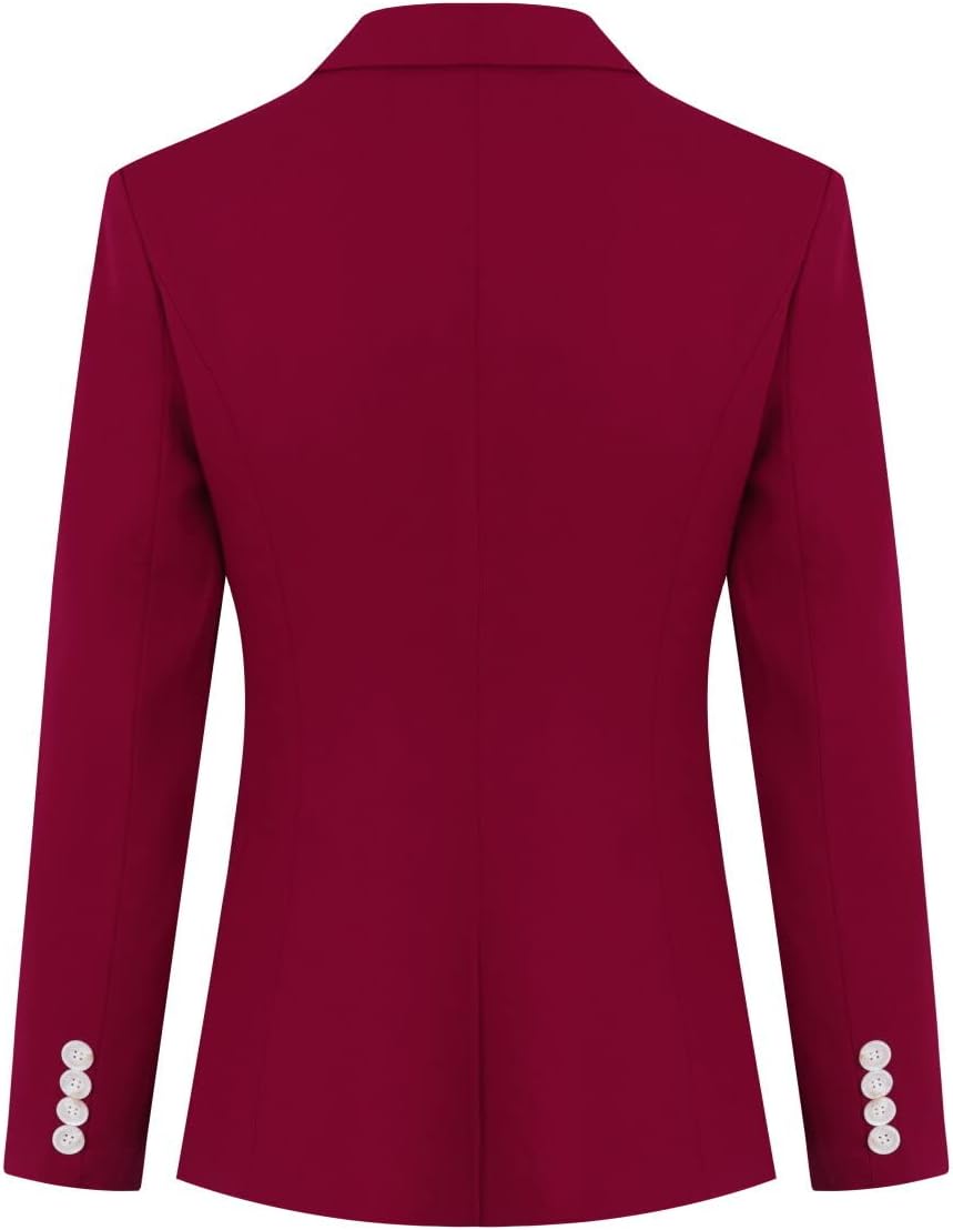 YUNCLOS Women's 2 Piece Slim Fit Work Suit Set Two Button Blazer and Pants Wine Red