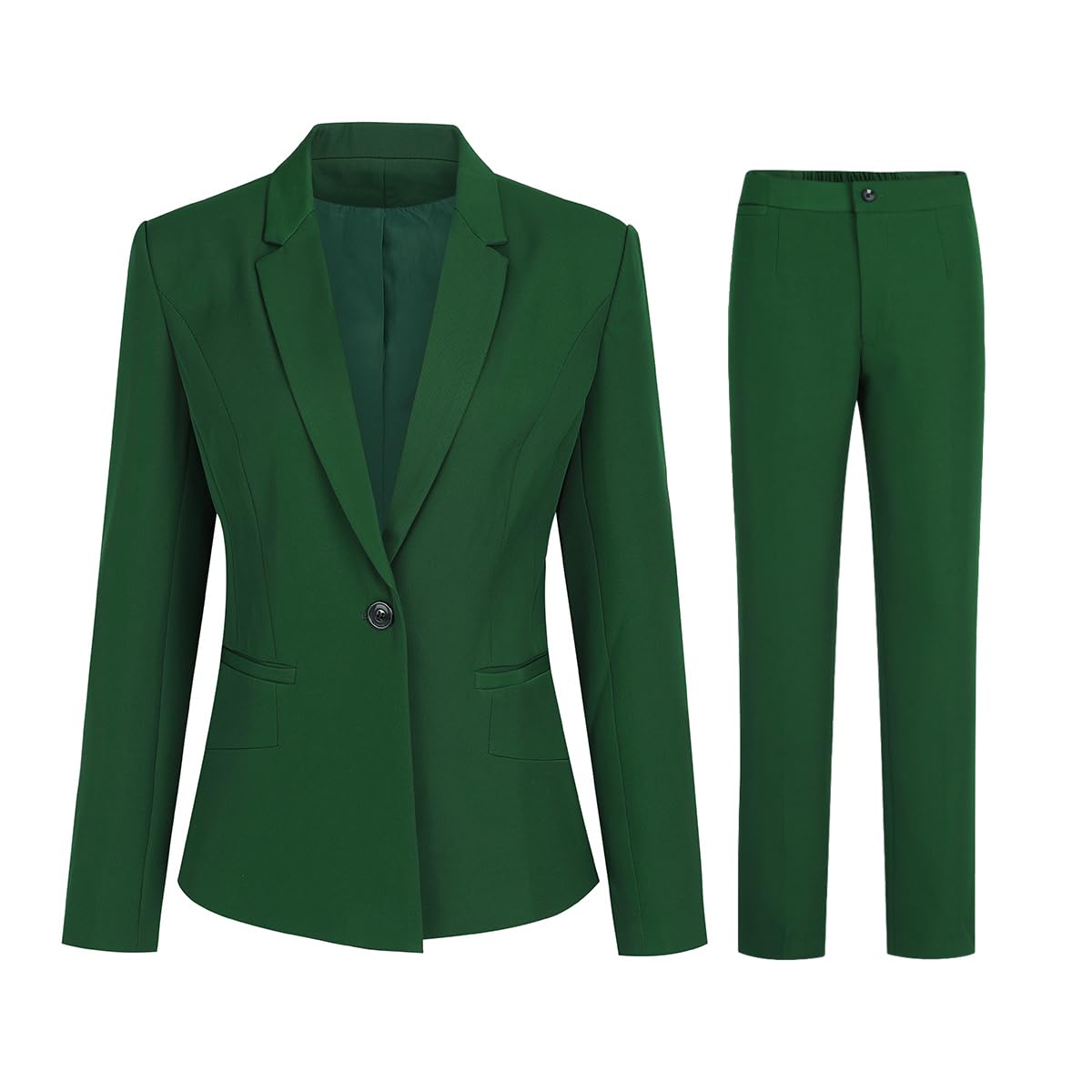 YUNCLOS Women's 2 Piece Office Lady Business Suit Set Slim Fit Blazer Pant Green