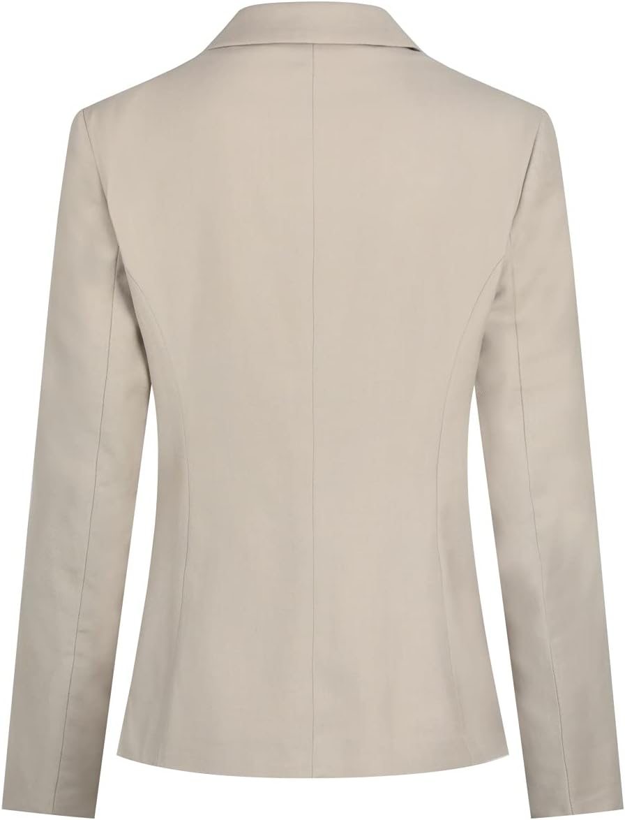Women's Casual Long Sleeve Button Slim Work Office Blazer Jacket Beige Gray