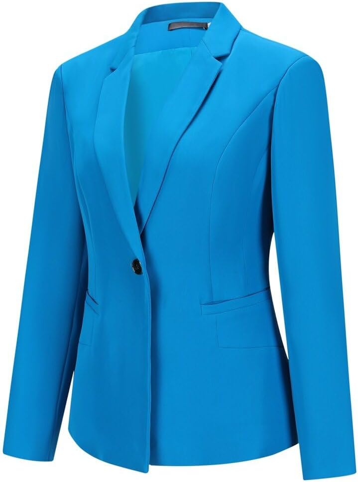 YUNCLOS Women's 2 Piece Office Lady Business Suit Set Slim Fit Blazer Pant Lake Blue