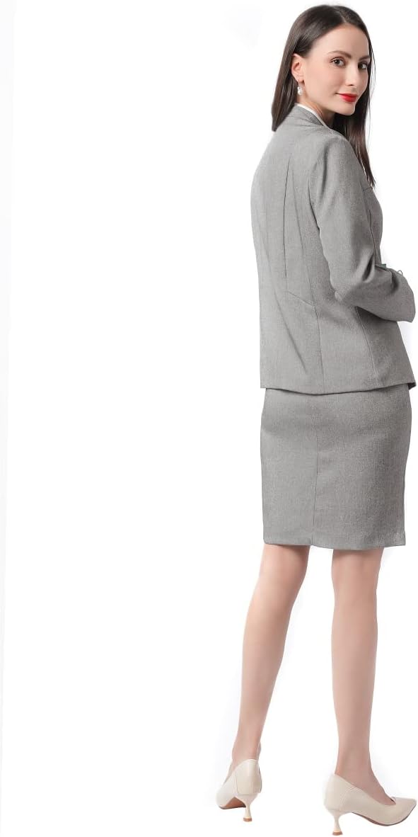 YUNCLOS Women's 2 Piece Business Skirt Suit Set Office Lady Slim Fit Blazer and Skirt