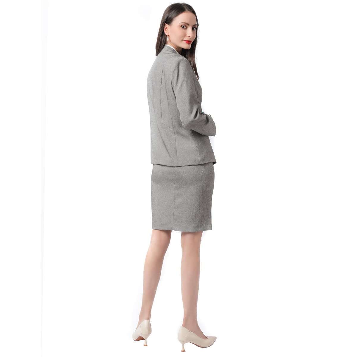 YUNCLOS Women's 2 Piece Business Skirt Suit Set Office Lady Slim Fit Blazer and Skirt
