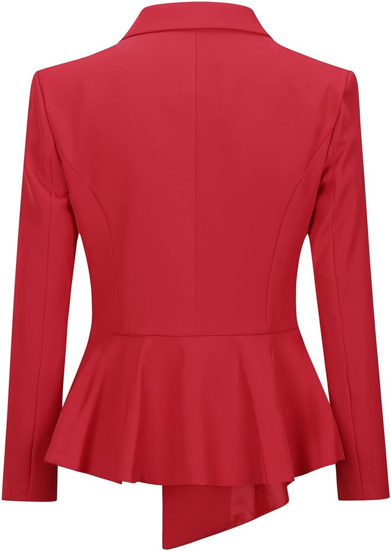 Women's Double Breasted 2 Piece Suit Set 2 Button Blazer Jacket and Pants Red