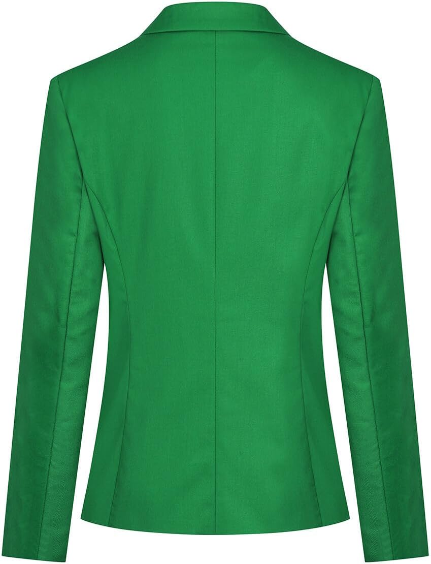 YUNCLOS Women's Casual Long Sleeve Button Slim Work Office Blazer Jacket Green