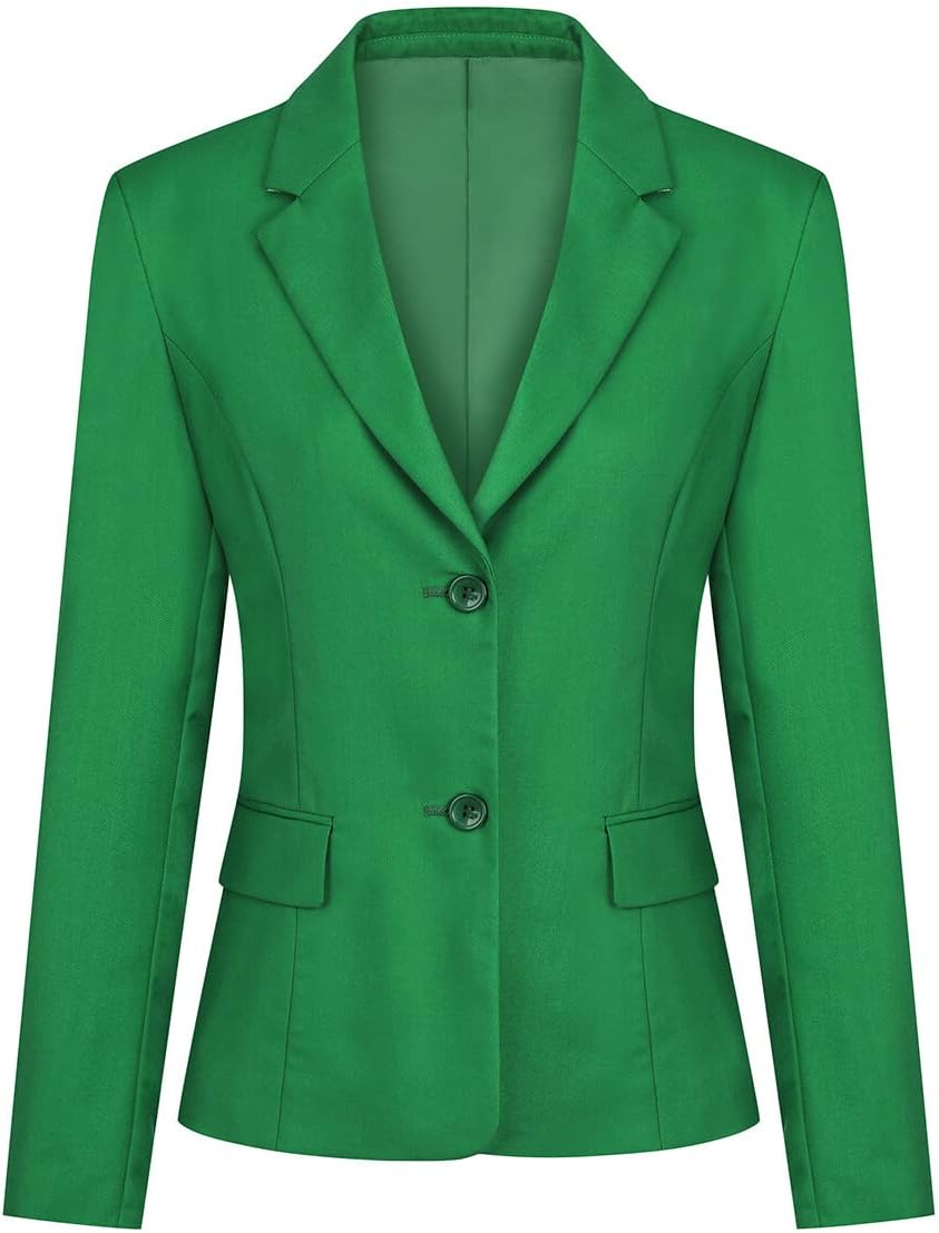 YUNCLOS Women's Casual Long Sleeve Button Slim Work Office Blazer Jacket Green