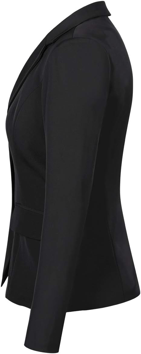 YUNCLOS Women's Single Breasted 2 Button Solid Color Casual Blazer Suit Jacket Coal Black