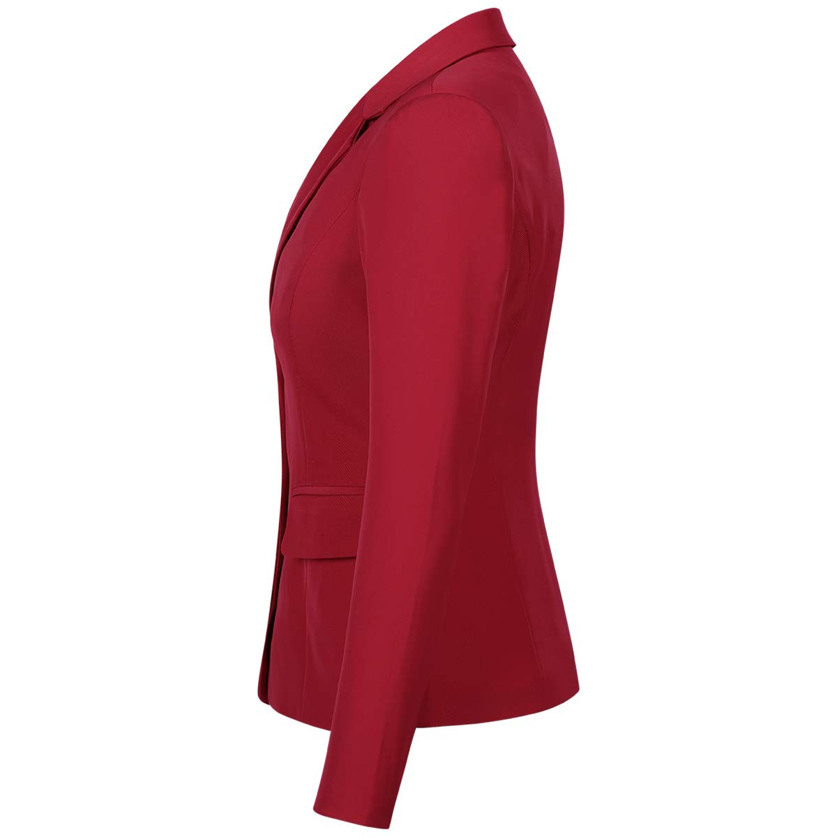 YUNCLOS Women's Single Breasted 2 Button Solid Color Casual Blazer Suit Jacket Red