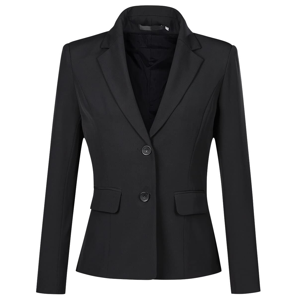 YUNCLOS Women's Single Breasted 2 Button Solid Color Casual Blazer Suit Jacket Coal Black