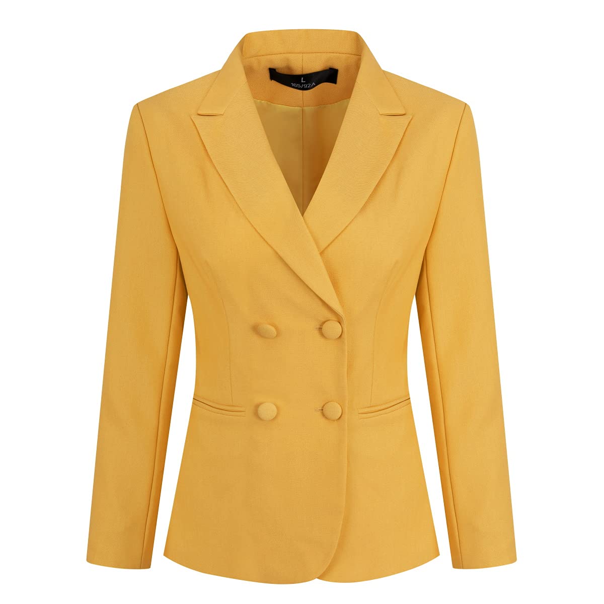 YUNCLOS Women's 2 Piece Double Breasted Suit Set Two Button Blazer and Pants, S Yellow