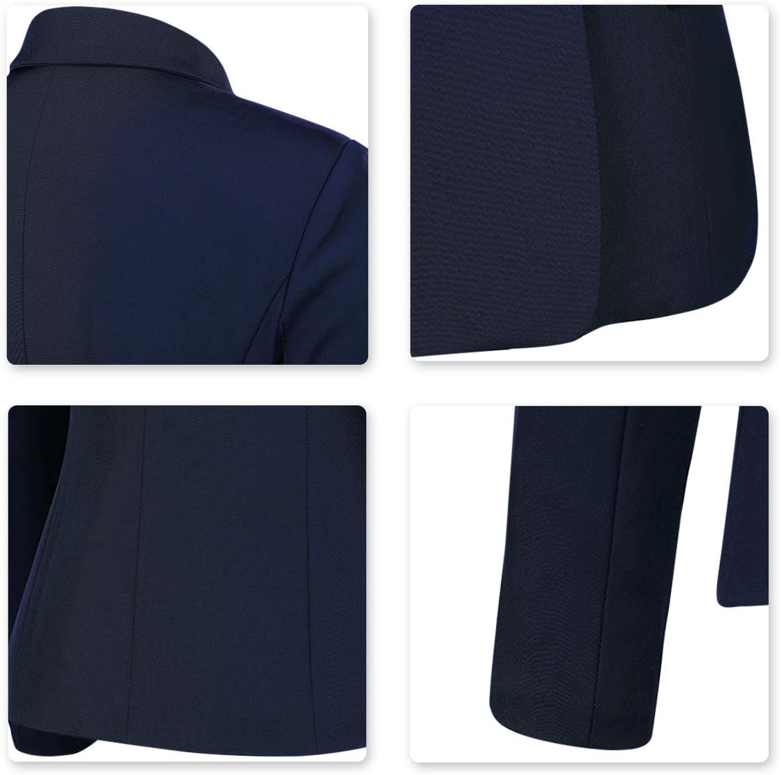 YUNCLOS Women's Single Breasted 2 Button Solid Color Casual Blazer Suit Jacket Dark Blue