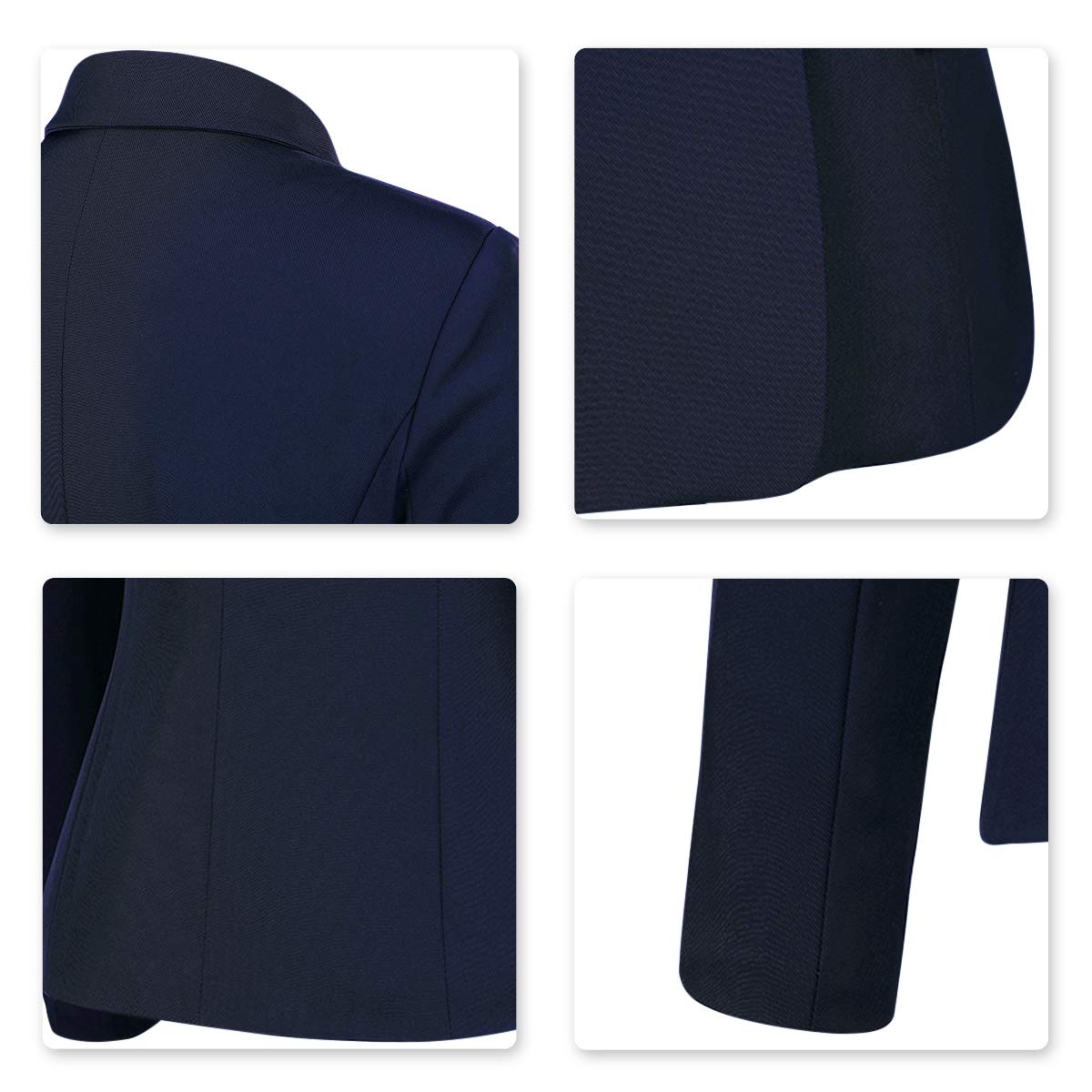 YUNCLOS Women's Single Breasted 2 Button Solid Color Casual Blazer Suit Jacket Dark Blue