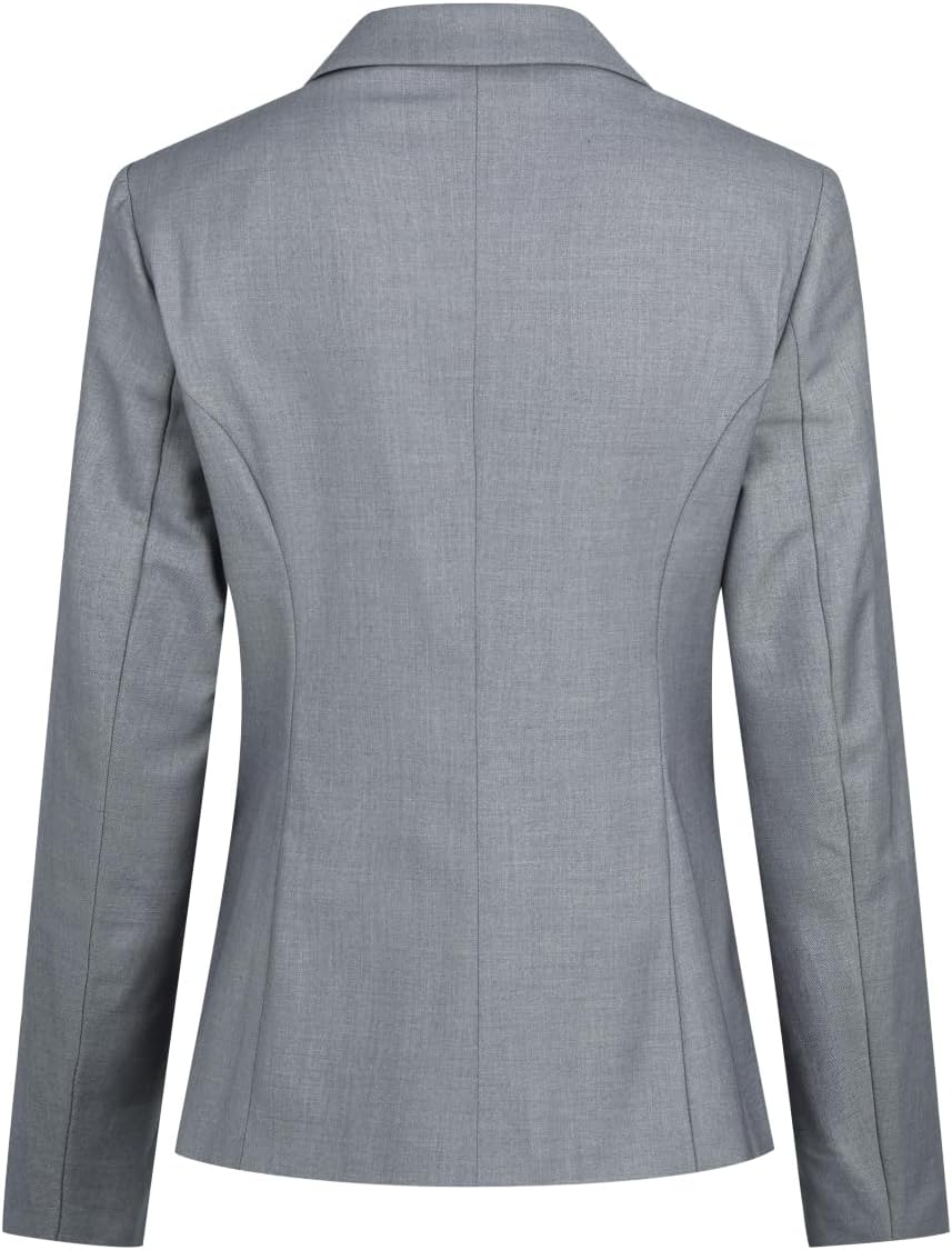 YUNCLOS Women's Casual Long Sleeve Button Slim Work Office Blazer Jacket Light Gray