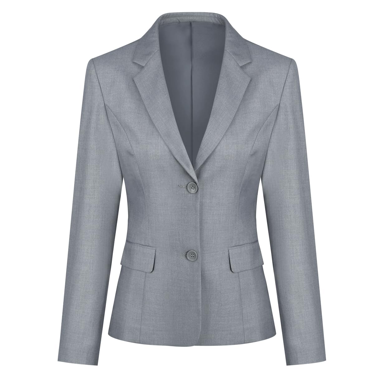 YUNCLOS Women's Casual Long Sleeve Button Slim Work Office Blazer Jacket Light Gray