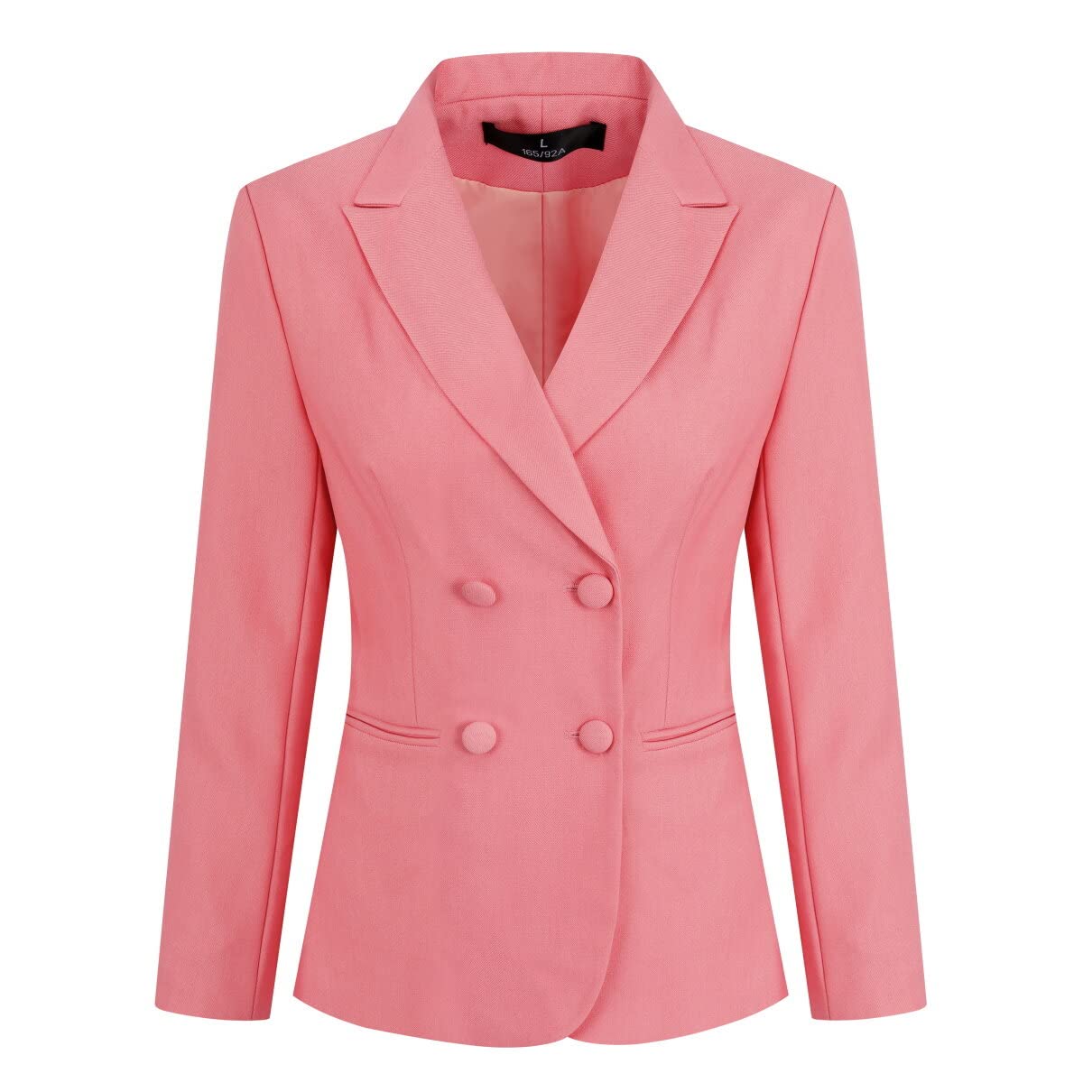 YUNCLOS Women's 2 Piece Double Breasted Suit Set Two Button Blazer and Pants, Pink, Small