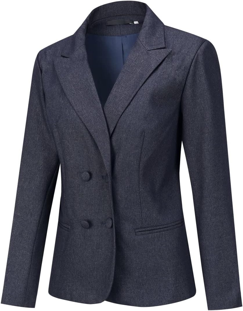 YUNCLOS Women's 2 Piece Double Breasted Suit Set Two Button Blazer and Pants Navy