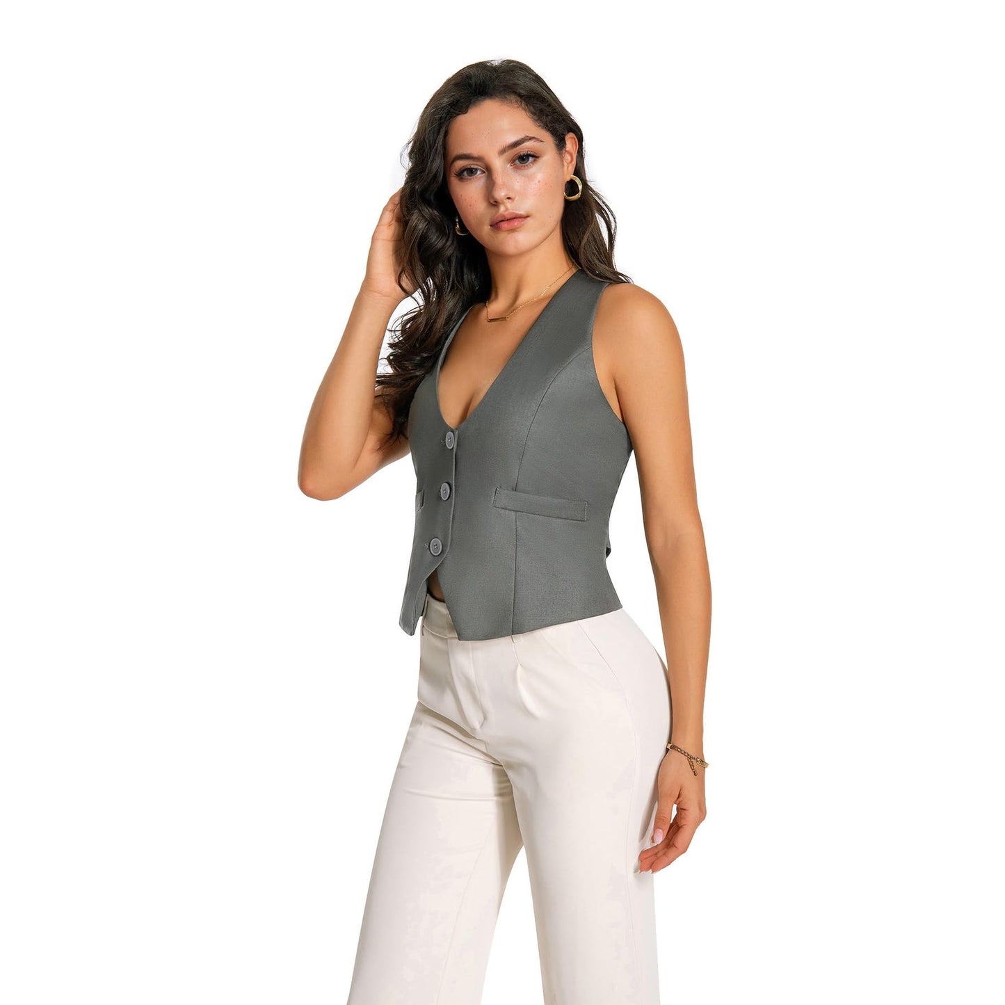 YUNCLOS Womens Versatile Racerback Vest Casual Vintage Steampunk Dressy Suit Waistcoat