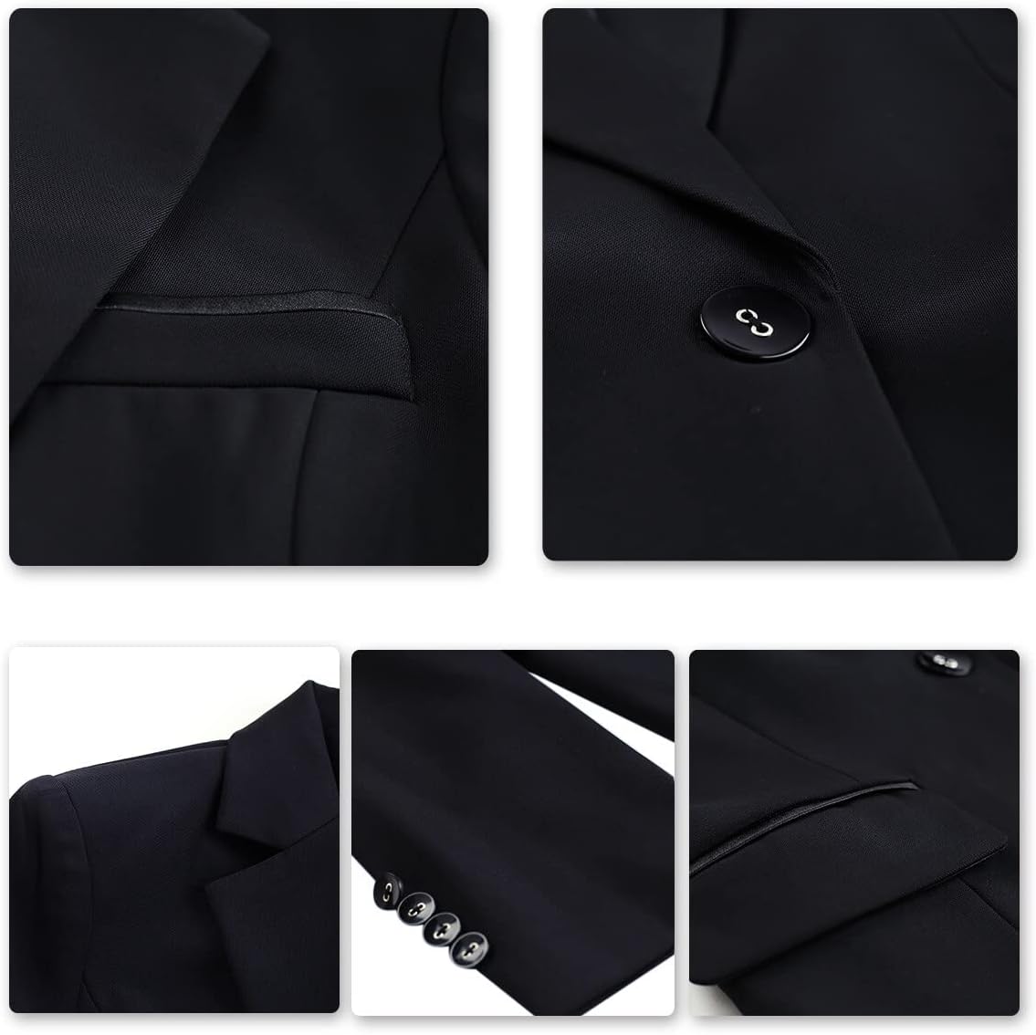 YUNCLOS Women's 2 Piece Office Lady Business Suit Set Slim Fit Blazer Pant Black