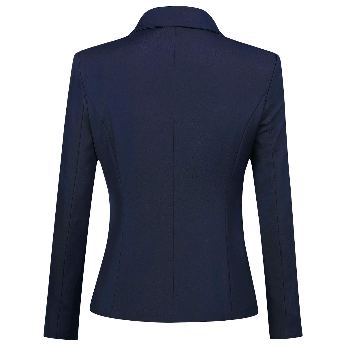 YUNCLOS Women's Single Breasted 2 Button Solid Color Casual Blazer Suit Jacket Dark Blue