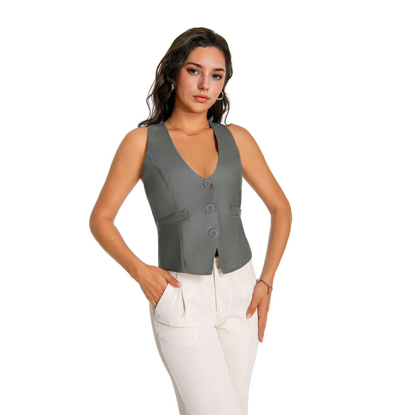 YUNCLOS Womens Versatile Racerback Vest Casual Vintage Steampunk Dressy Suit Waistcoat