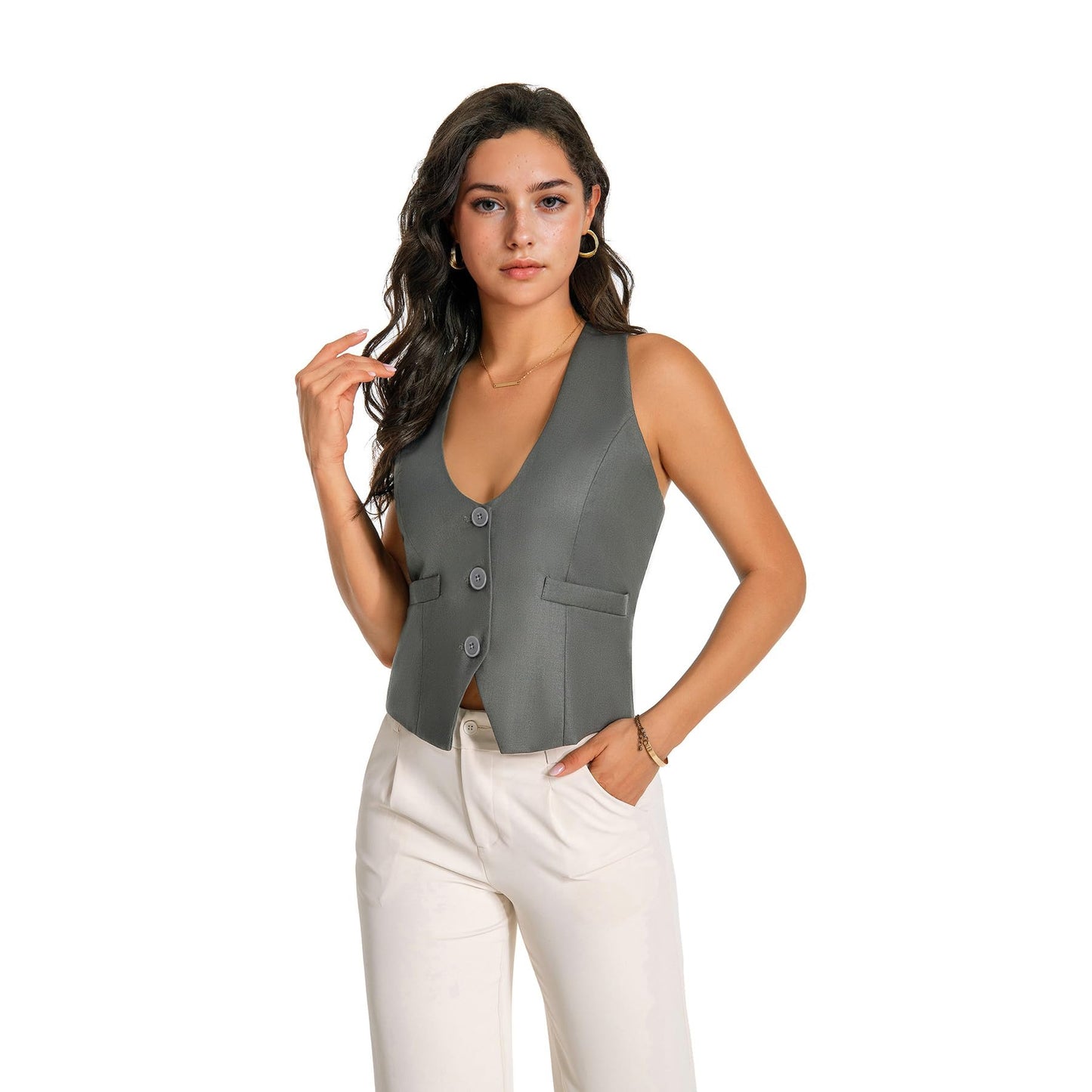 YUNCLOS Womens Versatile Racerback Vest Casual Vintage Steampunk Dressy Suit Waistcoat