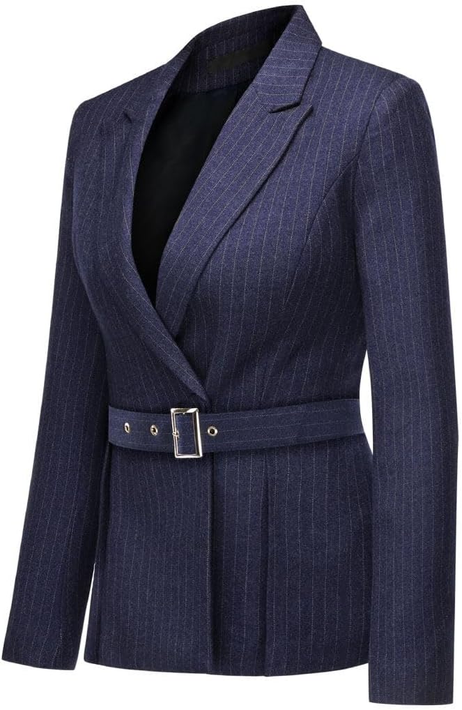 YUNCLOS Women's 2 Piece Office Lady Stripes Business Suit Set Slim Fit Blazer Jacket Pant