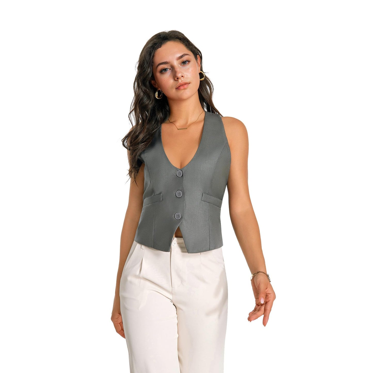 YUNCLOS Womens Versatile Racerback Vest Casual Vintage Steampunk Dressy Suit Waistcoat