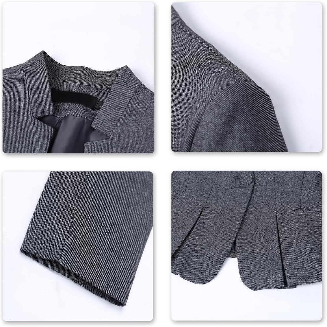 YUNCLOS Women's Elegant Business 2 Piece Office Lady Suit Set Work Blazer Pant, 1L Dark Grey