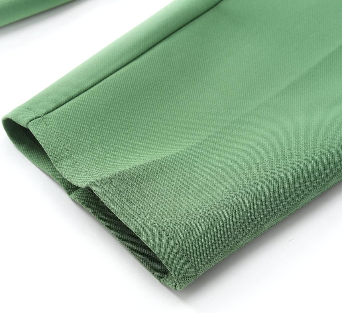 YUNCLOS Women's 2 Pieces Vintage Office Lady Suit Set 1 Button Blazer and Suit Pants Green