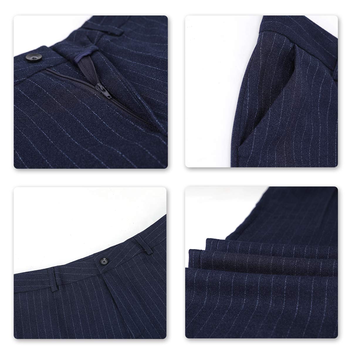 YUNCLOS Women's 2 Piece Office Lady Stripes Business Suit Set Slim Fit Blazer Jacket Pant