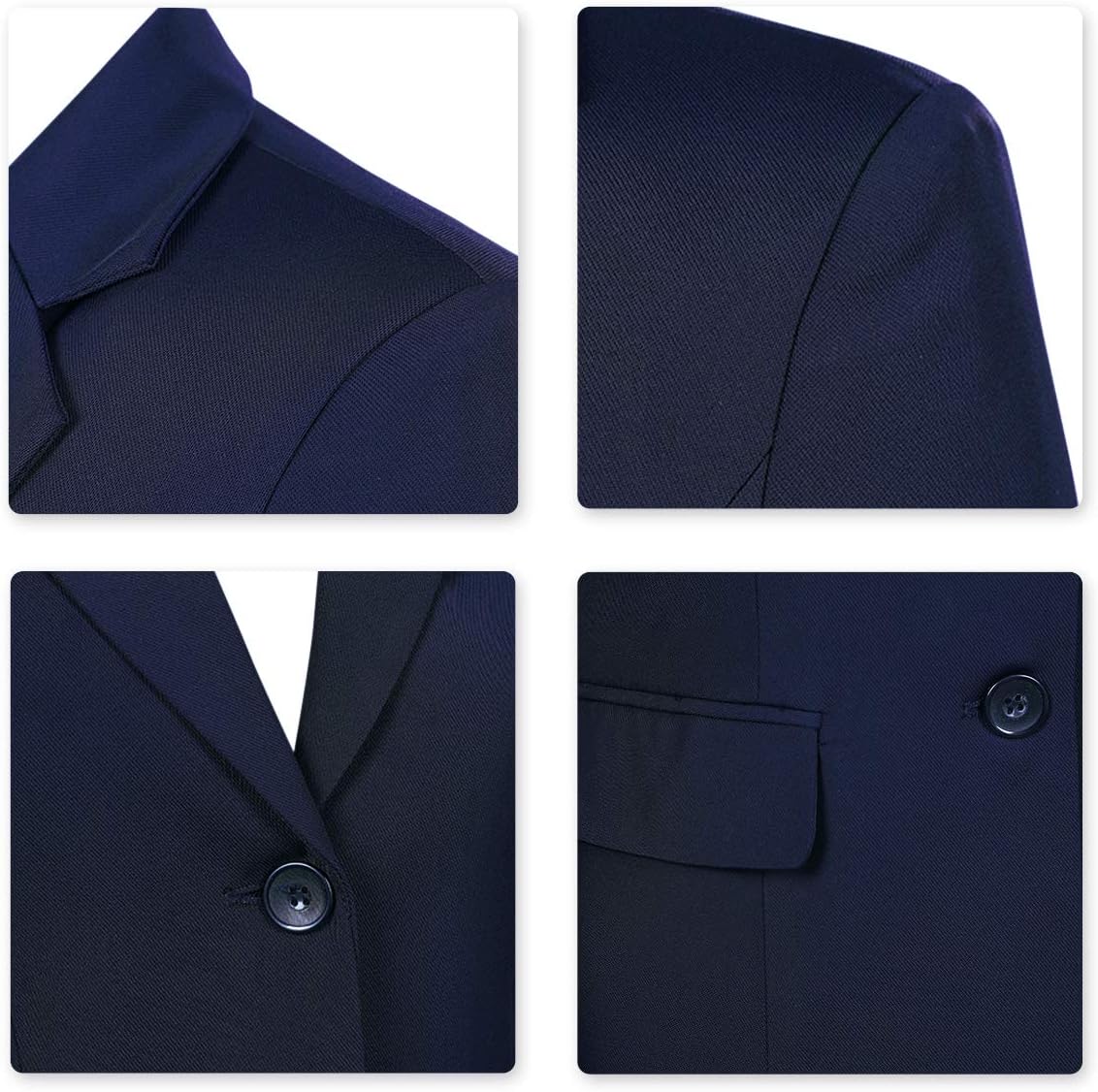 YUNCLOS Women's Single Breasted 2 Button Solid Color Casual Blazer Suit Jacket Dark Blue