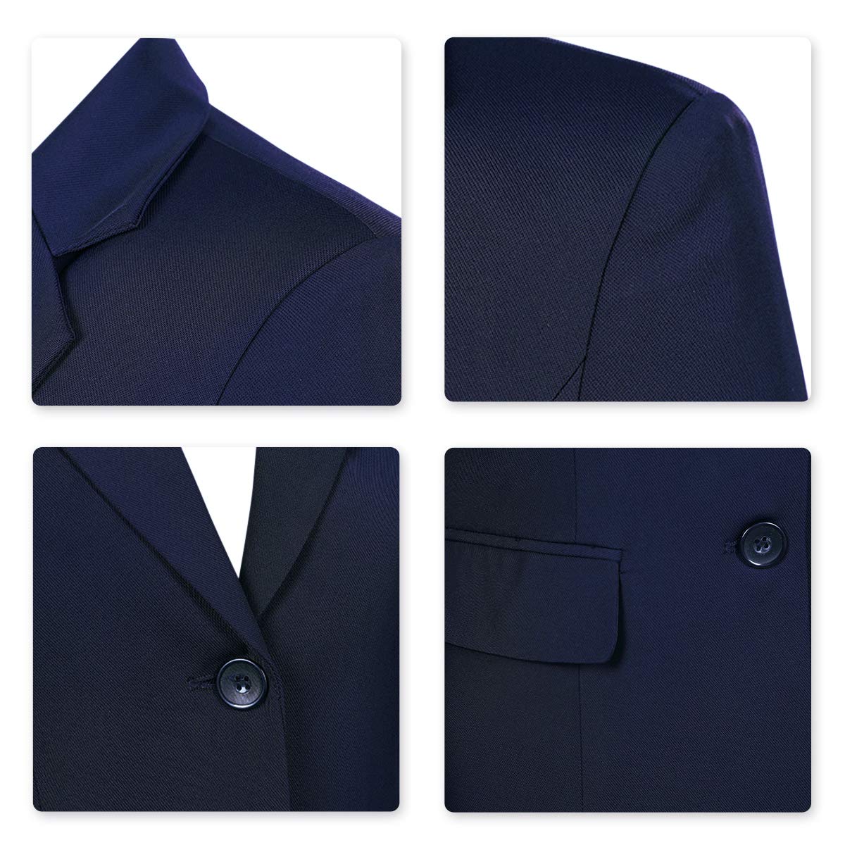 YUNCLOS Women's Single Breasted 2 Button Solid Color Casual Blazer Suit Jacket Dark Blue