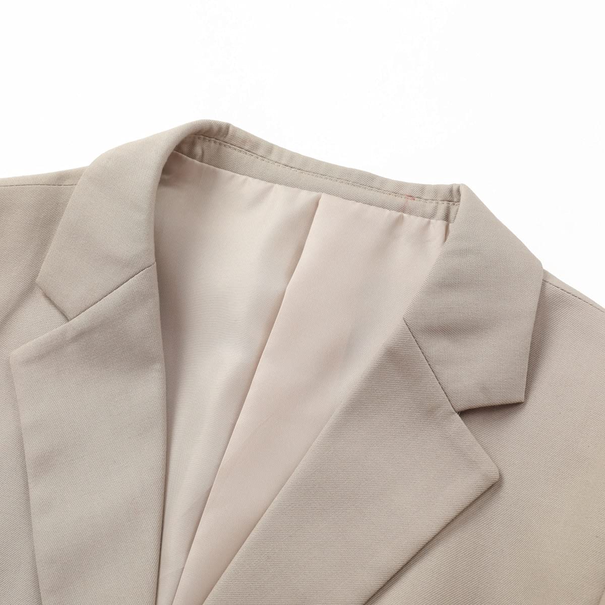 Women's Casual Long Sleeve Button Slim Work Office Blazer Jacket Beige Gray