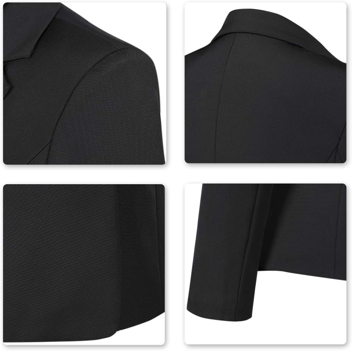 YUNCLOS Women's Single Breasted 2 Button Solid Color Casual Blazer Suit Jacket Coal Black
