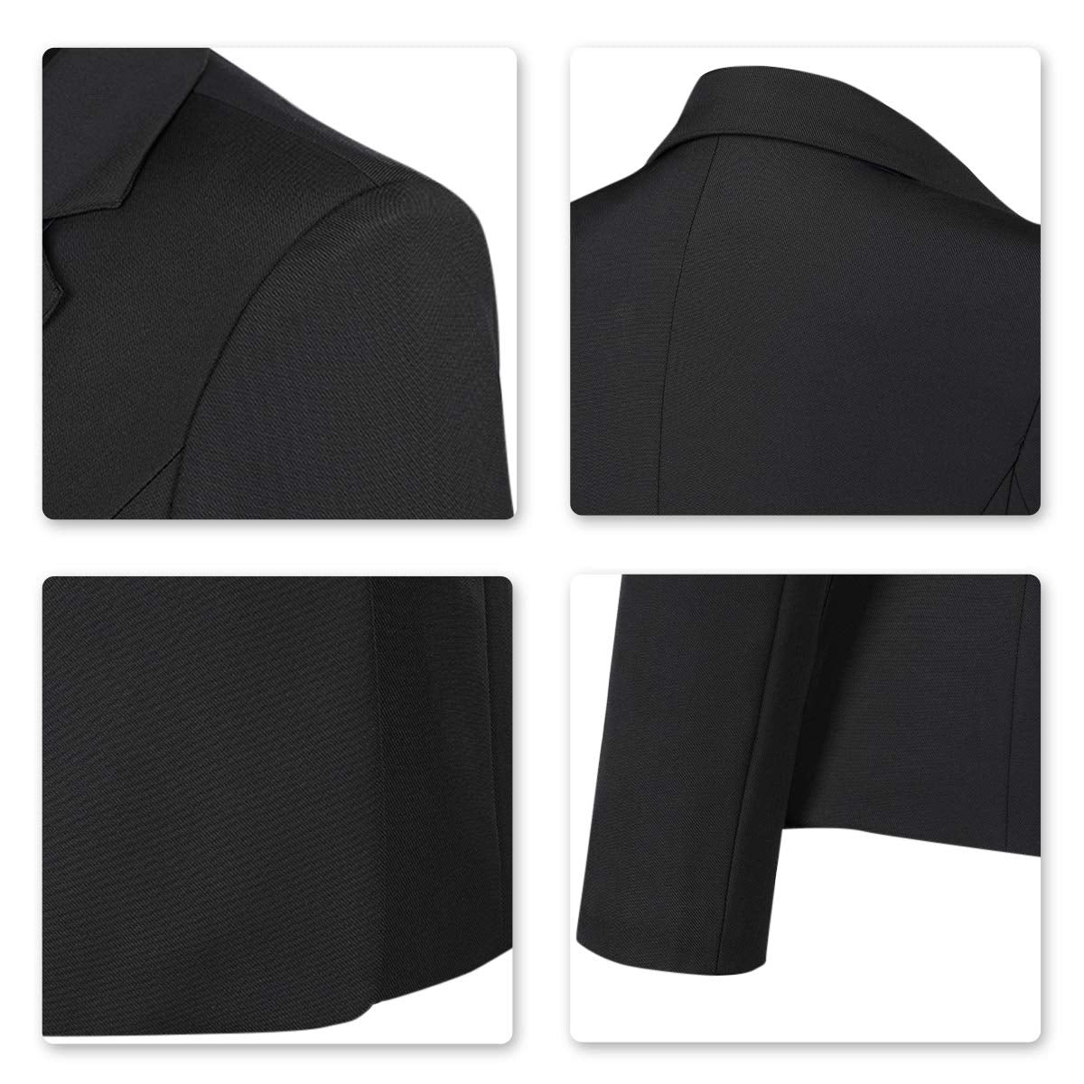 YUNCLOS Women's Single Breasted 2 Button Solid Color Casual Blazer Suit Jacket Coal Black