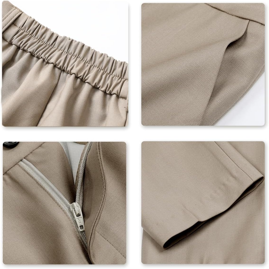 YUNCLOS Women's 2 Piece Office Work Suit Set Two Button Blazer and Pants Khaki
