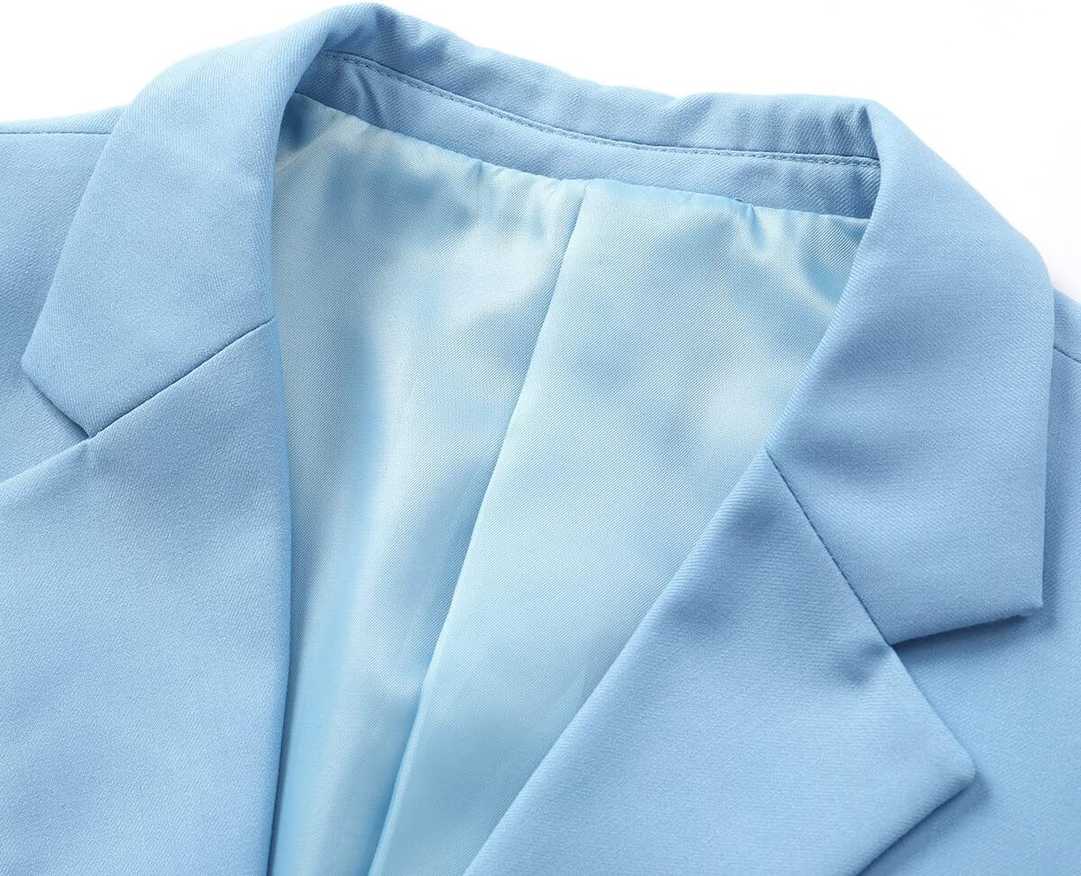 YUNCLOS Women's Casual Long Sleeve Button Slim Work Office Blazer Jacket Blue